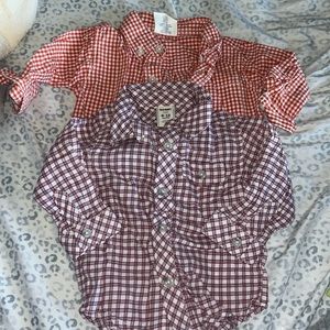 2 Baby Boy Plaid Button Up Shirts - 6-12 months